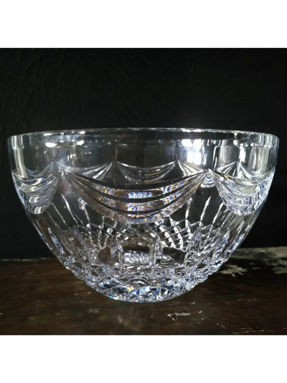 Vintage Waterford Prentiss 9.75-Inch Crystal Bowl Cross-Cut Ribbon Design *Read